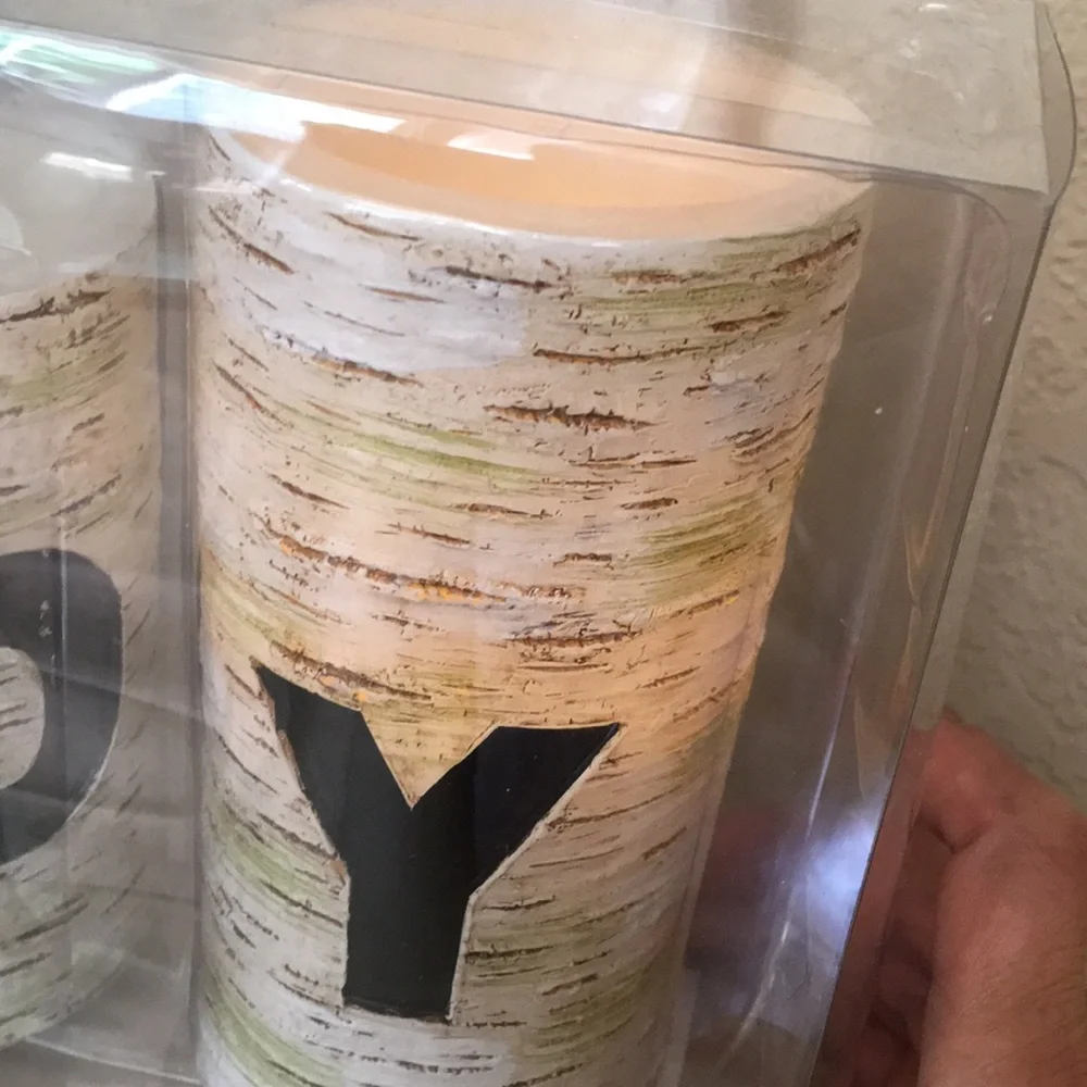 3 piece Christmas JOY Led Flameless Pillar Candle